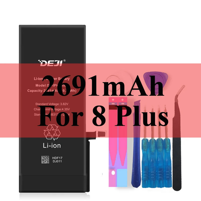 2691mAh For 8 Plus Deji Аккумулятор для Apple iPhone 5S SE 6 6s 7 4s 5 8 X SE 6Plus 6sPlus 8Plus Plus iPhone7 1430mAh-3410mAh сменный литий-полимерный батарея+бесплатный инструмент для Apple iPhone 5s SE 6 6s 7 Мобильный телефон батарея - Цвет: 2691mAh For 8 Plus