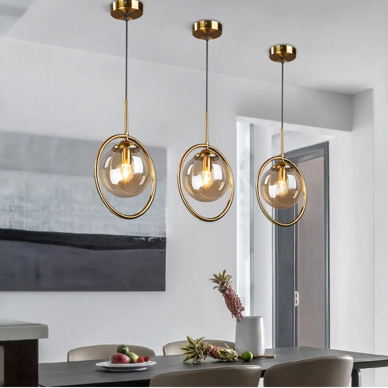 

Nordic Glass LED Pendant Lights Living Room Bedroom Bedside Lamp Pendant Lamps Kitchen Hanging Lamps Home Decor Indoor Lighting