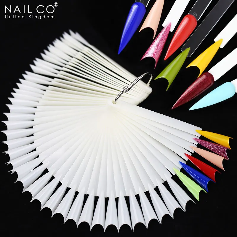 NAILCO 50pcs/set Color Tips Fake Nail Art Polish Full Cover Luxury Gel Press On Nails Varnish Colors Showing Chart Tool - купить по