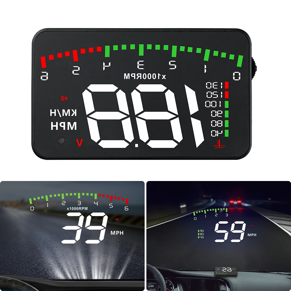 

3.5" Auto Alarm EOBD OBD2 KMH MPH Detector Car Hud Display Head Up Display Speedometer Windshield Projector Car Electronic