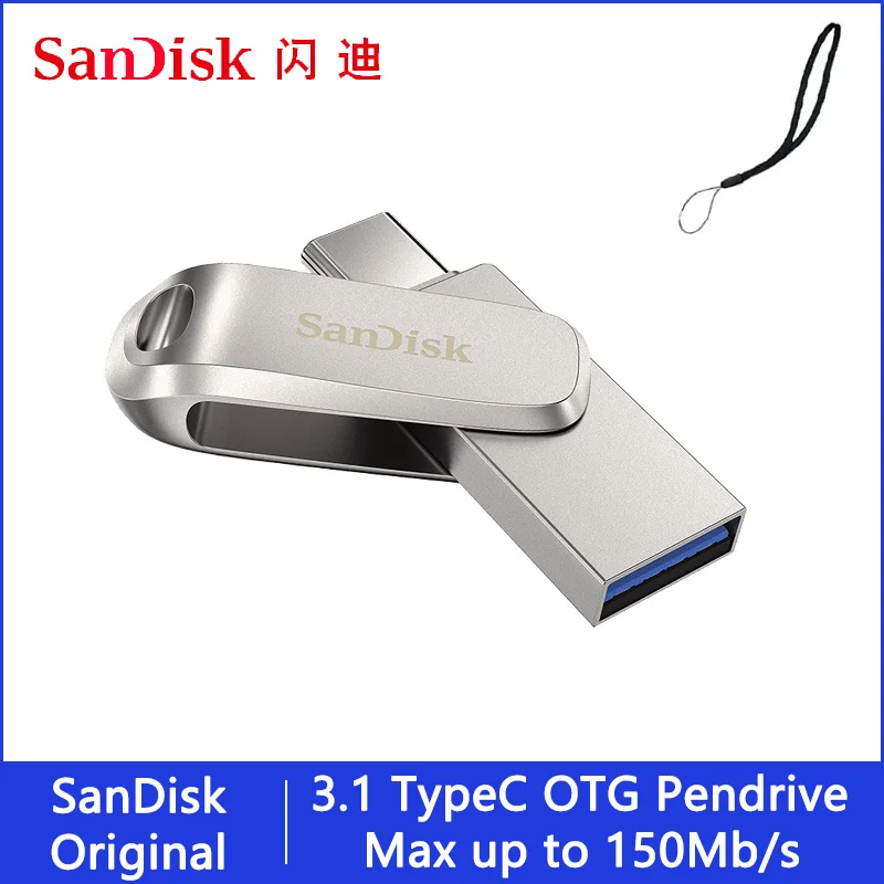 Флеш-накопитель USB Sandisk Type C OTG Флешка 128 ГБ 64 32 256 512 ТБ флеш-накопитель с 3 1