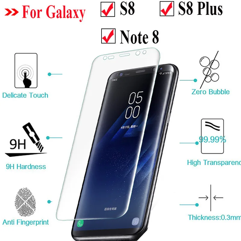 S8 plus Защитное стекло для samsung galaxy note 8 Защита экрана на samsyng note8 8 s s8plus закаленное экранное защитное покрытие
