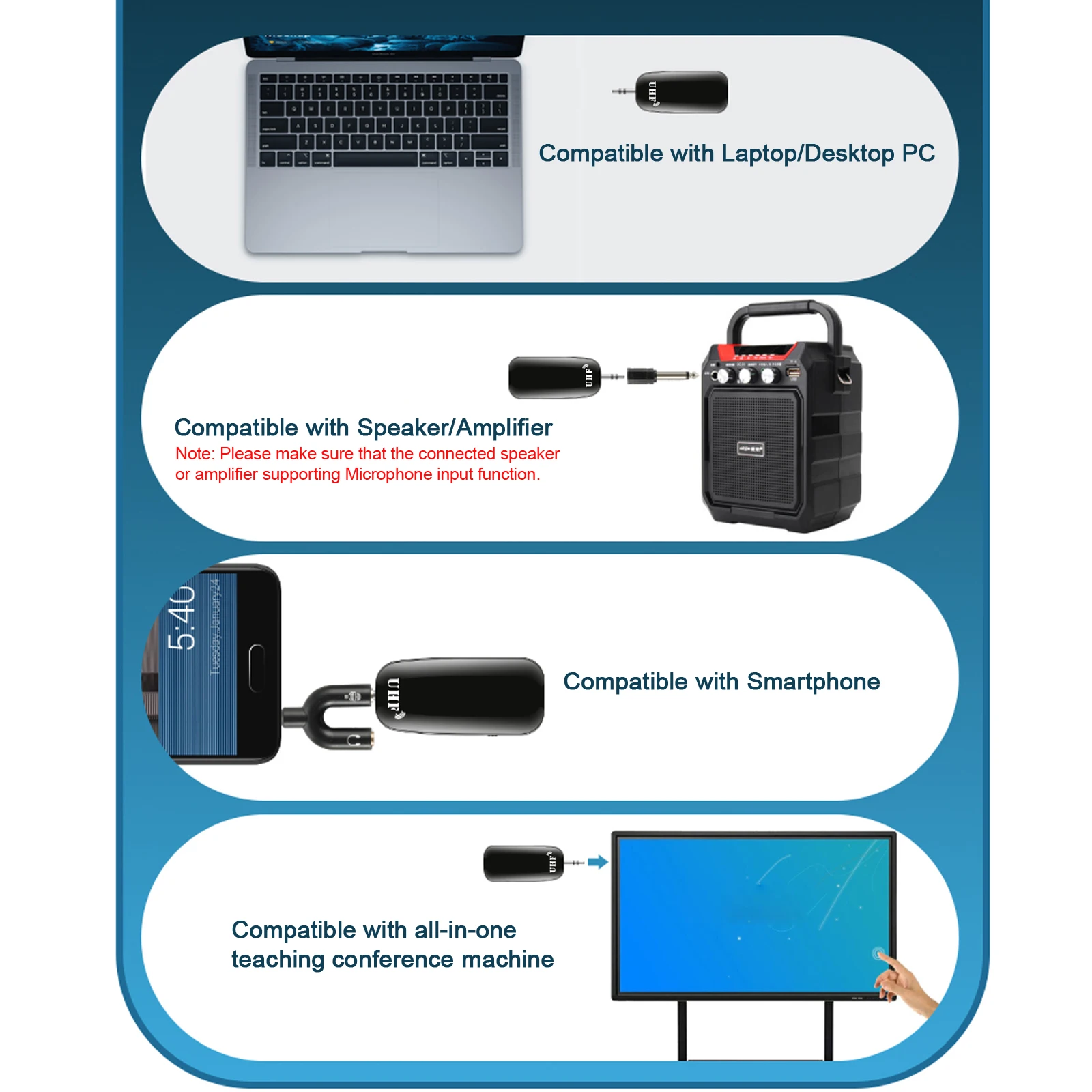 Беспроводной петличный микрофон UHF ресивер для записи прямых трансляций 50 м