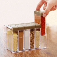 acrylic transparent spice jar colorful lid seasoning box 6pcsset kitchen tools salt condiment cruet storage box containers