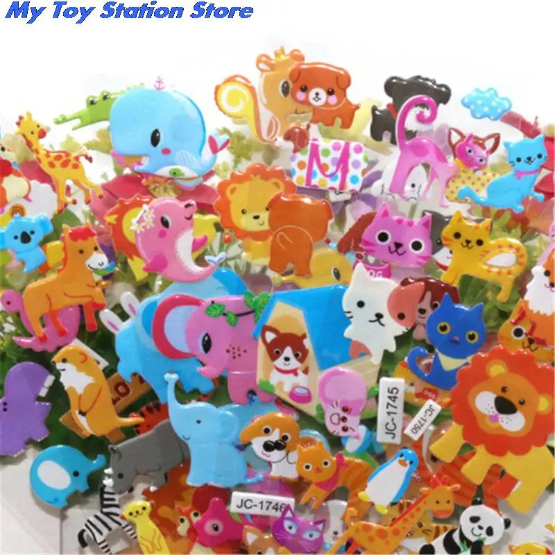 Cute 3D Cartoon Animal PVC Bubble Puffy Stickers Kids Girl Boy Dinosaurs Classic Toys School Teacher Reward 5 Sheets | Игрушки и хобби