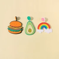 yaologe hot selling new funny burger rainbow fruit acrylic earrings for women fashion exaggerated long earrings wholesale party