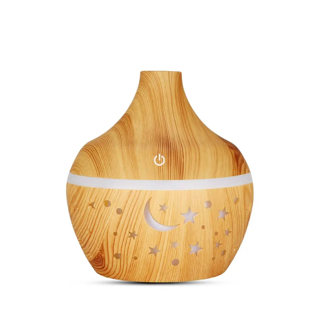 

300ml Aromatherapy Essential Oil Diffuser Wood Grain Remote Control Ultrasonic Air Humidifier Cool Mister with 7 Color LED Light