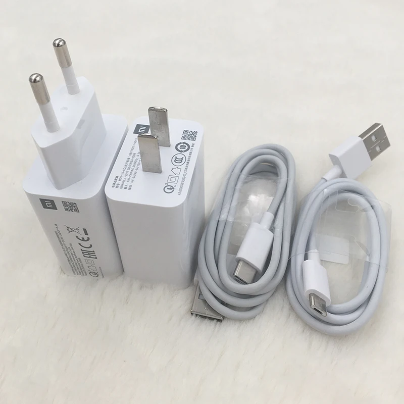 Оригинальный Xiaomi 18 Вт QC3.0 Usb адаптер для быстрой зарядки Micro USB / Type C кабель Mi 9Se 8 8se 9T