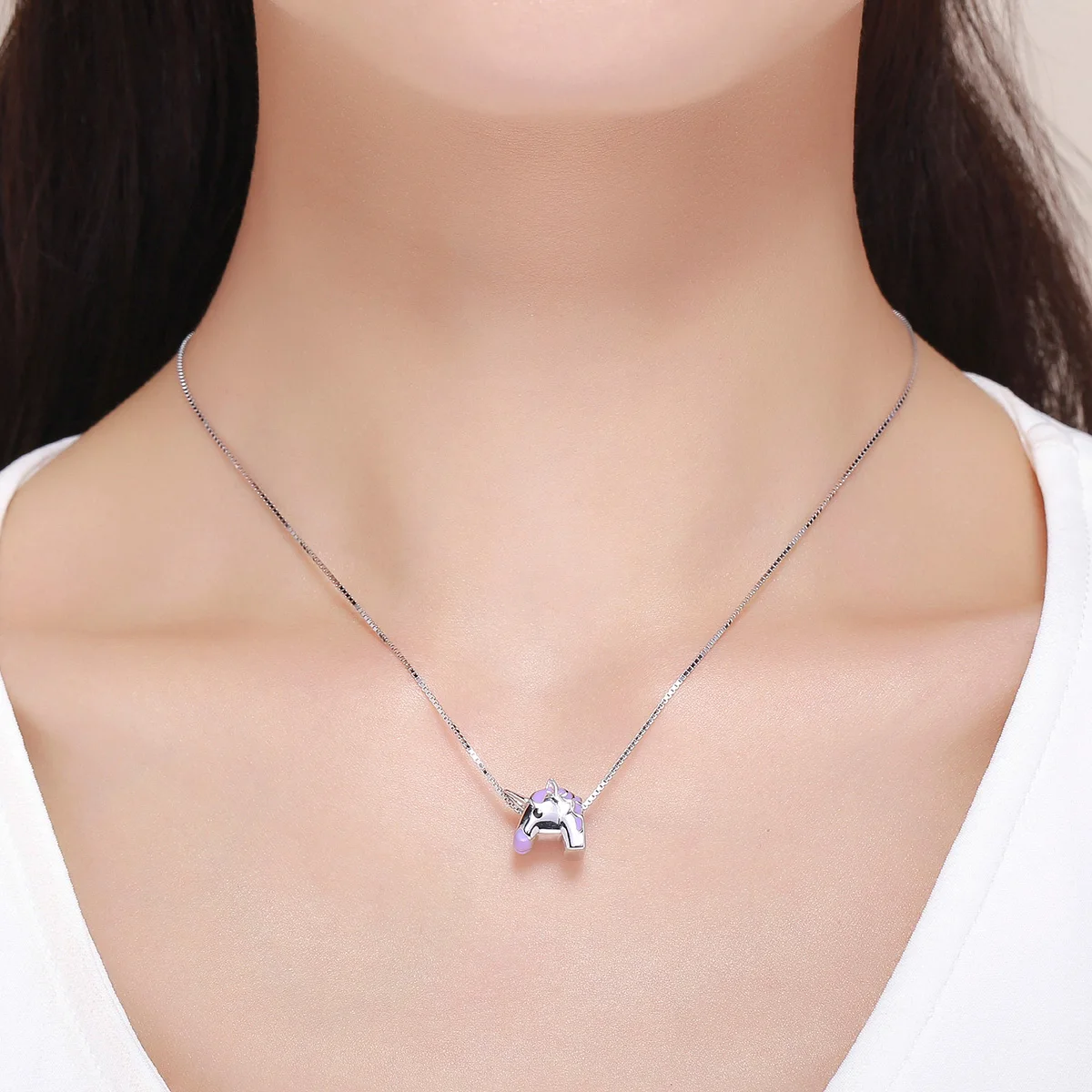 

2019 New Hot Sale Fashion 925 Sterling Silver Charm Purple Horse Enamel Beads for Bracelet & Necklace Women DIY Jewelry