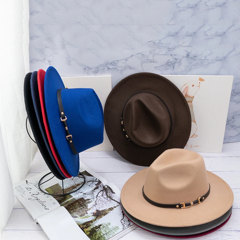 Мужская шляпа с широкими полями 7 см искусственная шерсть фетровая для женщин и