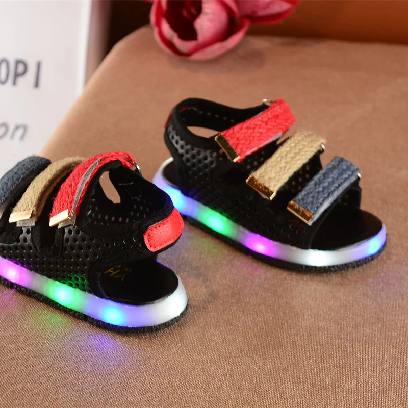 Детская обувь со светодиодной подсветкой для мальчиков Обувь на липучке Дышащие