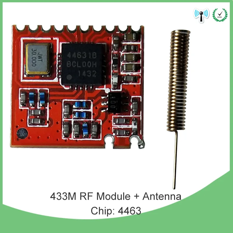 

GRANDWISDOM 433MHz RF module 4463 chip 4P Long-Distance communication Receiver and Transmitter SPI IOT and 4pcs 433 MHz antenna