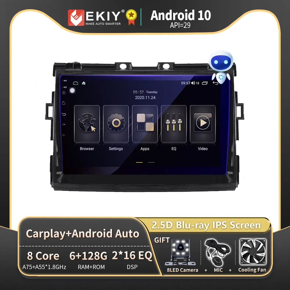 

EKIY 6+128G IPS Android 10 Stereo Car Radio for Toyota Estima/ Previa/Tarago 2006 2007-2018 Auto DVD Multimedia Recorder Player