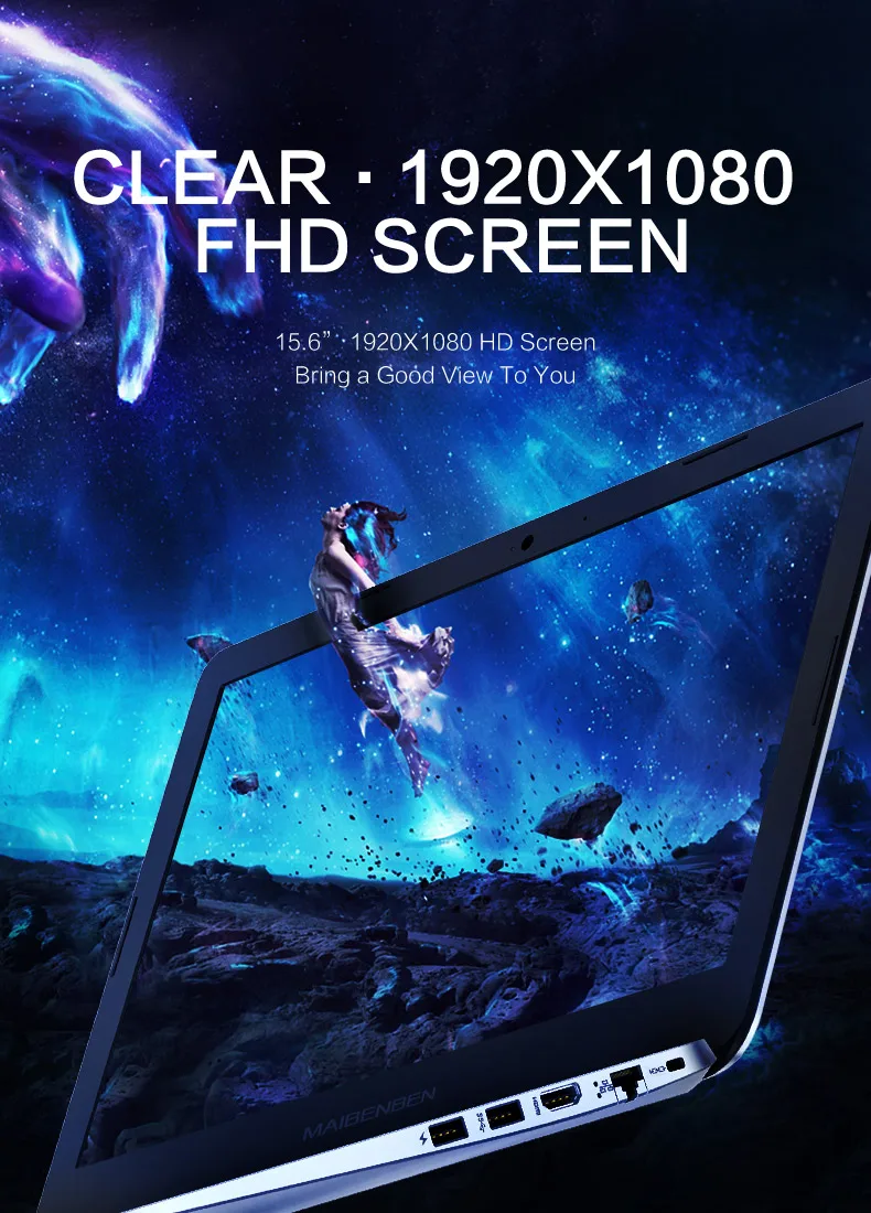 Ноутбук MaiBenBen Damai E526 для офиса AMD Ryzen 5 2500U+ AMD Vega 8 graphics/8G ram/256G SSD+ 1 ТБ HHD/15," HD TN экран нетбука