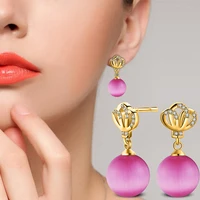 new fashion luxury pearl opal stone drop earrings shiny crystal crown shape elegant female dangle earring piercing accessories