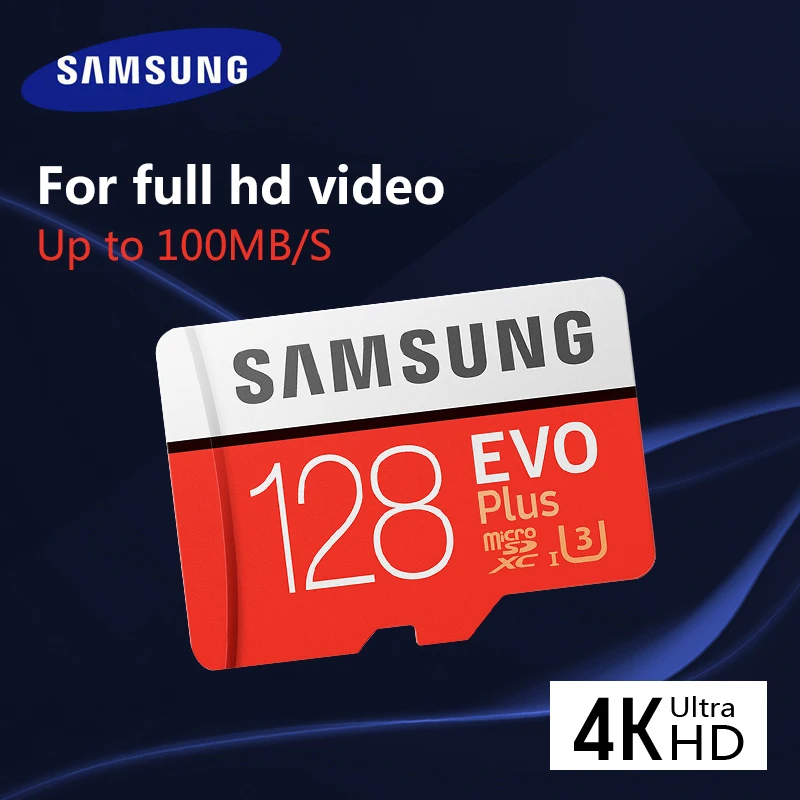 

Samsung Memory Card 64GB 128GB 100MB/S EVO+ Plus 256GB Micro SD Class10 TF/SD Micro Card UHS-1 U3 cartao de memoria with Adapter