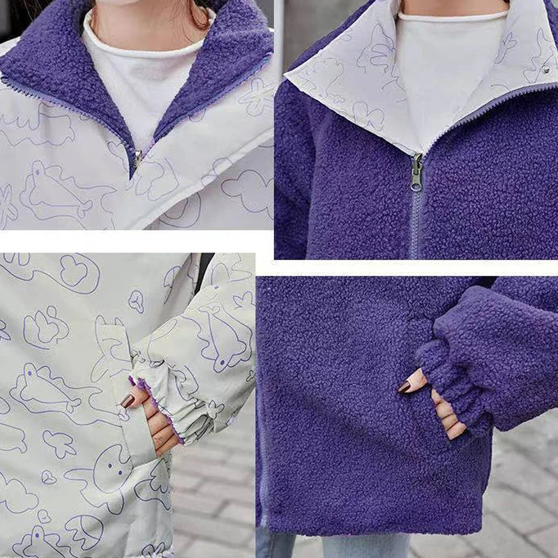 Женские зимние теплые пальто из искусственной овечьей шерсти верхняя одежда с