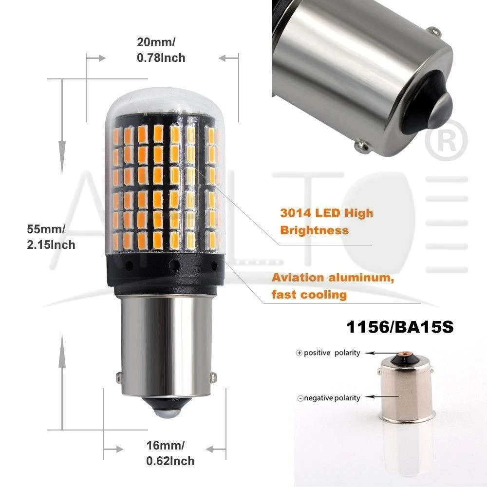 2X T20 W21W Автомобильные стоп светодиоды 144smd лампочка CanBus багажное отделение огни 1156