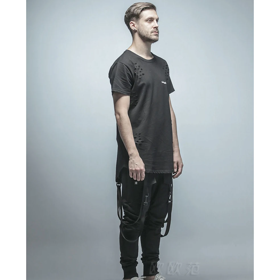 Мужские черные спортивные брюки карго с ремешками Джоггеры в стиле хип хоп и