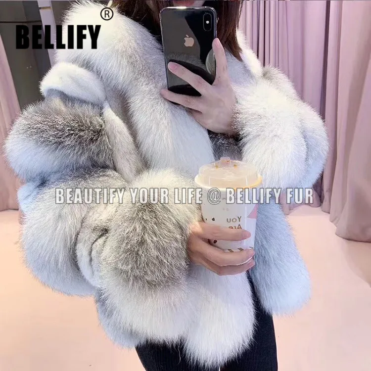 Женская шуба из натурального меха зимняя короткая цельного Лисьего меха|Шубы и