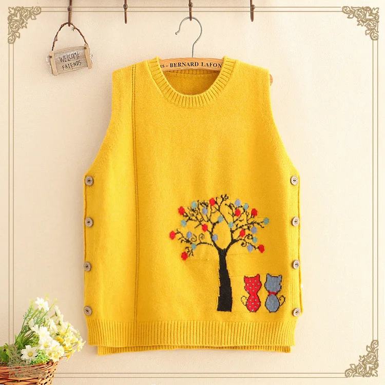 Ретро-свитер с круглым вырезом жилет женский свободный пуловер свитер 2019 весна и