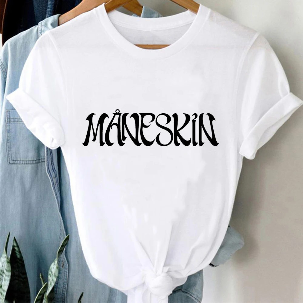 

New Maneskin Letter Fashion Vintage T Shirt Men's Clothing Print White Tshirt Short Sleeve Unisex Teens Casual Couples Tees Male
