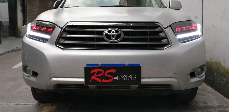 Автомобильный Стайлинг корпус передней фары для фары Toyota Highlander 2009 2010 2011 светодиодный фара Highlander ДРЛ фары дневного света