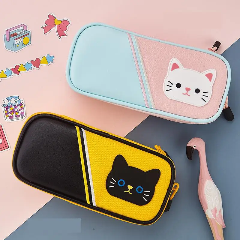 

Cute Cat Pencil Case Large Capacity Canvas Pencilcase School Pen Case Supplies Pencil Bag School Box Pencil Pouch Stationery