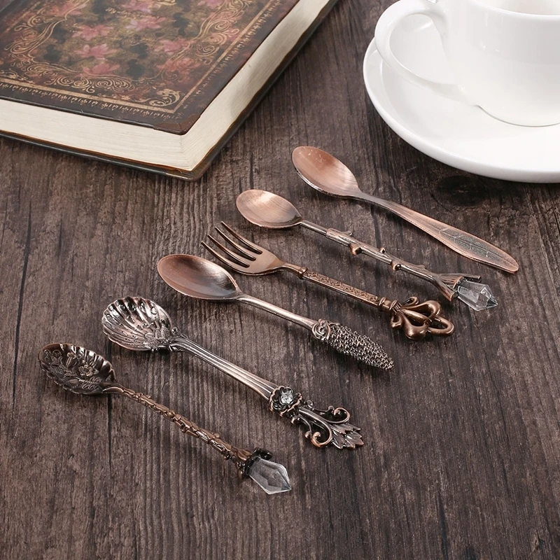 6 шт./компл. винтажная королевская стильная резная кофейная ложка десерт столовая