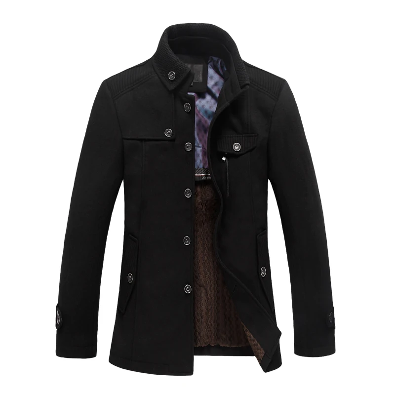 Mirecoo/зимнее пальто для мужчин улучшенный Флисовый жакет Однотонное шерстяное