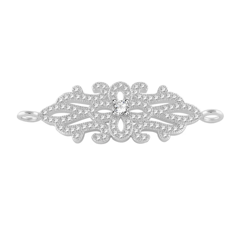 White Gold Juya DIY Ювелирные компоненты поставки кубического циркония Дракон Цветок Хамса Разъем аксессуары для женщин серьги браслет Изготовление - Цвет: White Gold