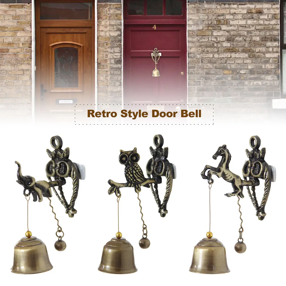 

Animal Door Bell Horse Elephant Owl Modeling Retro Nostalgic Animal Door Bell Metal Iron Bell Wind Chime Ornaments