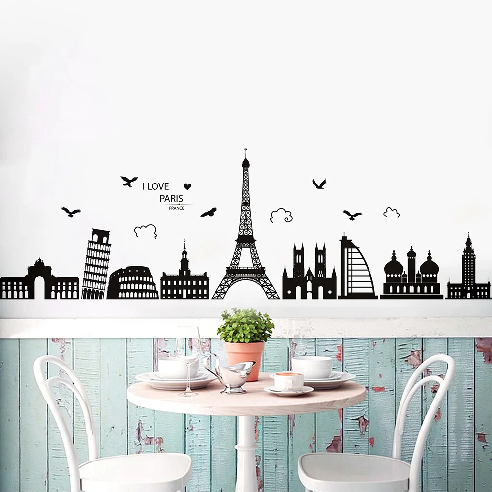 Современный городской черные настенные наклейки Белый Абстрактный Наклейки на