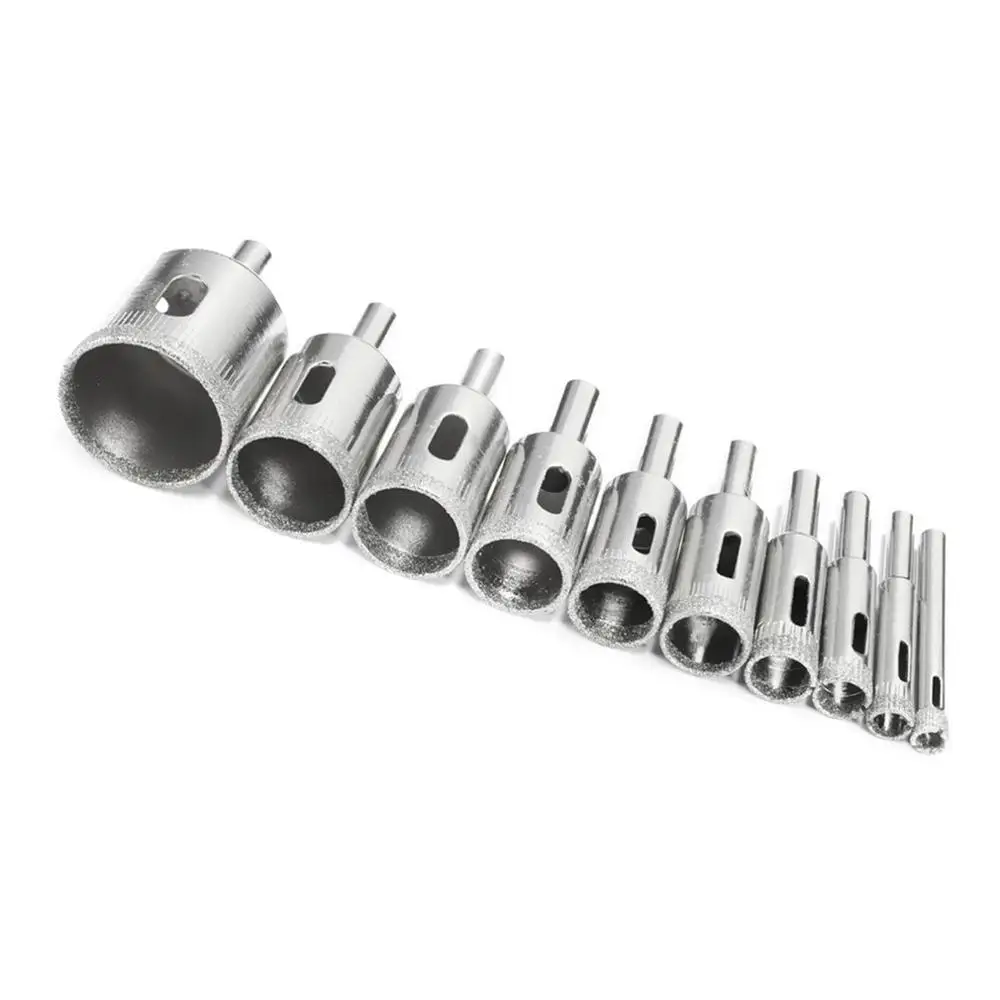 

10Pcs Diamond Coated Drill Bit Set Tile Marble Glass Ceramic Hole Saw Drilling Bits For Power Tools 3mm-50mm