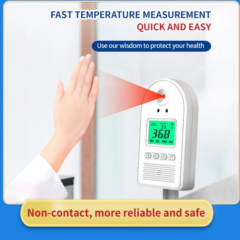 

Wall mounted LCD Screen Display Digital Smart Non-contact Forehead Thermometer K9FA
