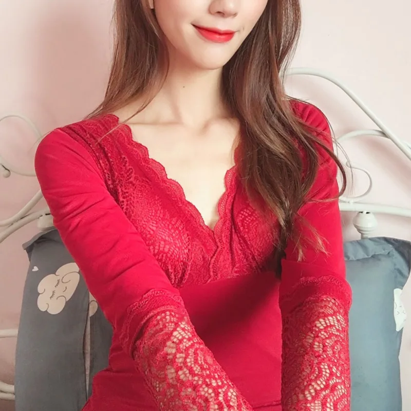 Модные осенне-зимние топы для женщин повседневное теплое термобелье с длинным