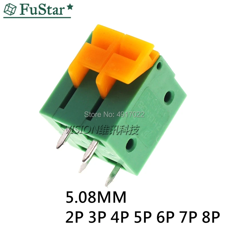 

10pcs CY142V KF142V 5.08mm PCB Spring Terminal Block KF142R-5.08 2P 3P 4P 5P 6P 7p 8p Terminals Connector PCB Mounted Screw Hot