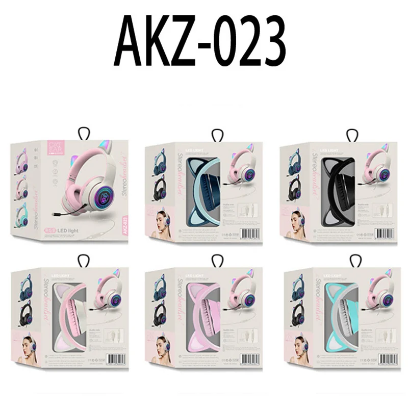 

New Product Girl Heart Decorated Cat Ear Gaming Headphone with Micr Sound Card Rgb Lighting Usb Interface Laptop Headset