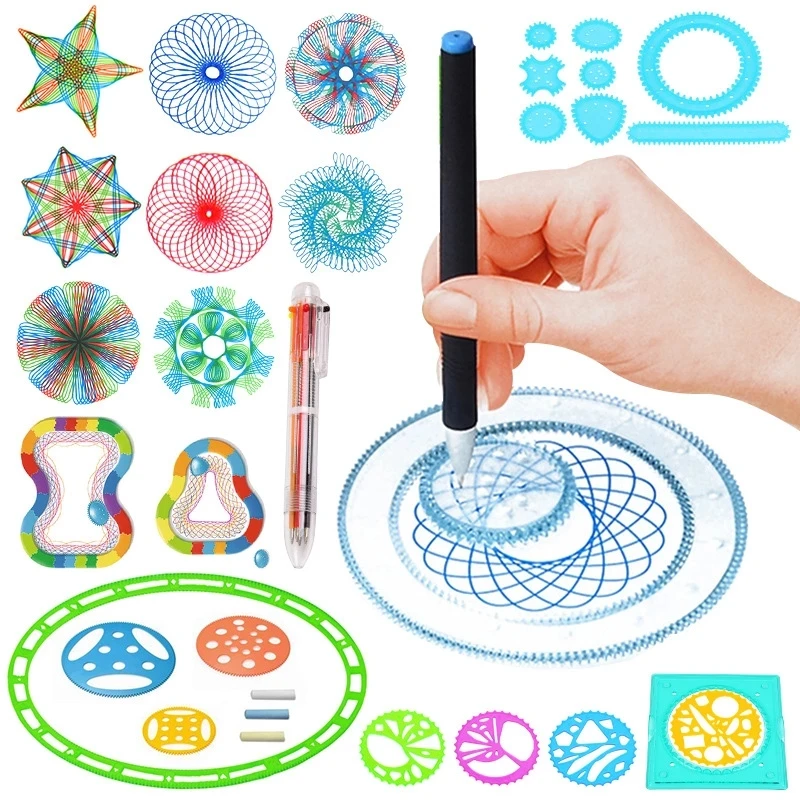 

Multi-function Painting Puzzle Spirograph Children Drawing Plastic Ruler Learning Painting Children Spirograph Art Puzzle Toys