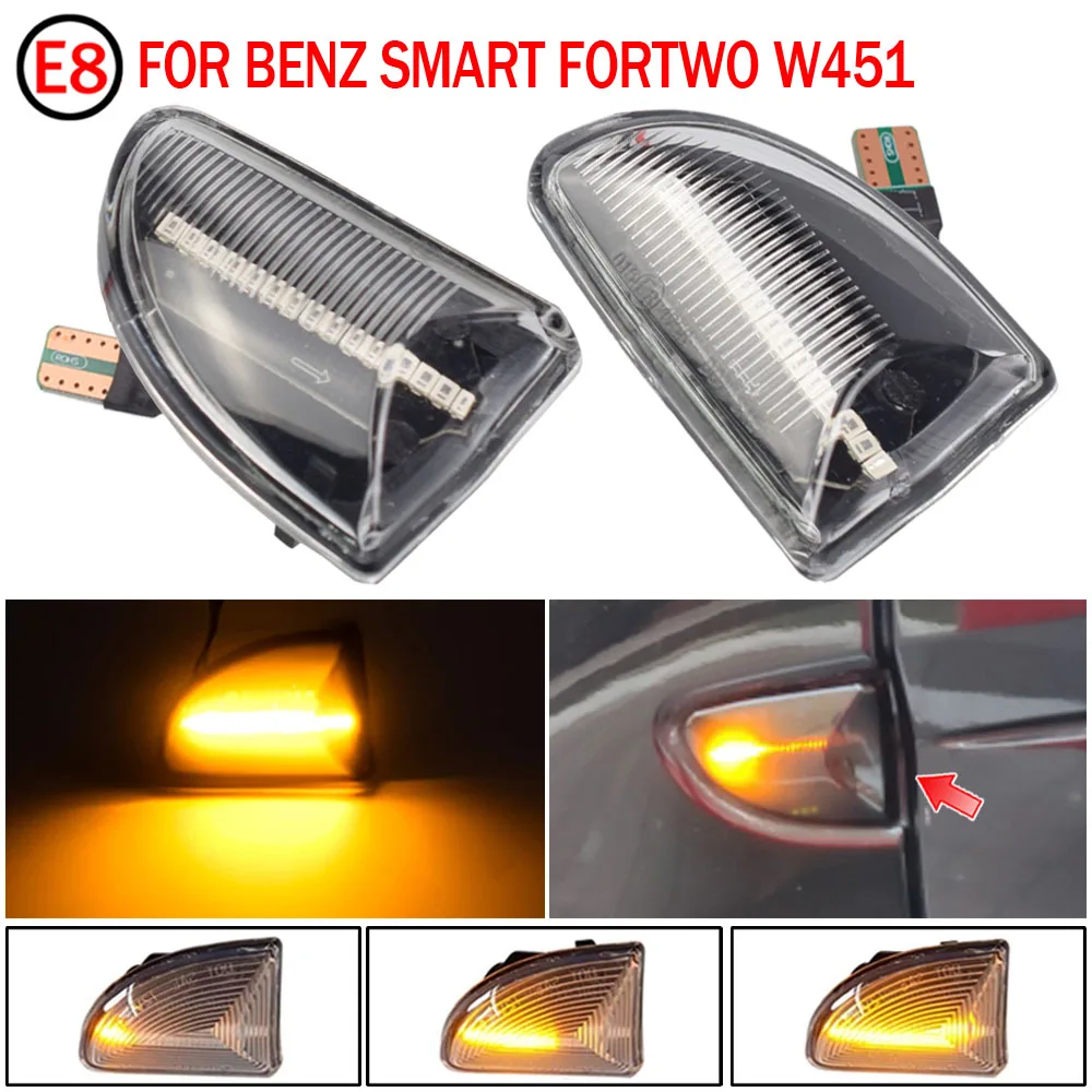 

2x LED Side Marker Car Tuning For Mercedes Benz Smart Fortwo W451 Coupe Cabrio Flowing Turn Signal Fender Lamp Light