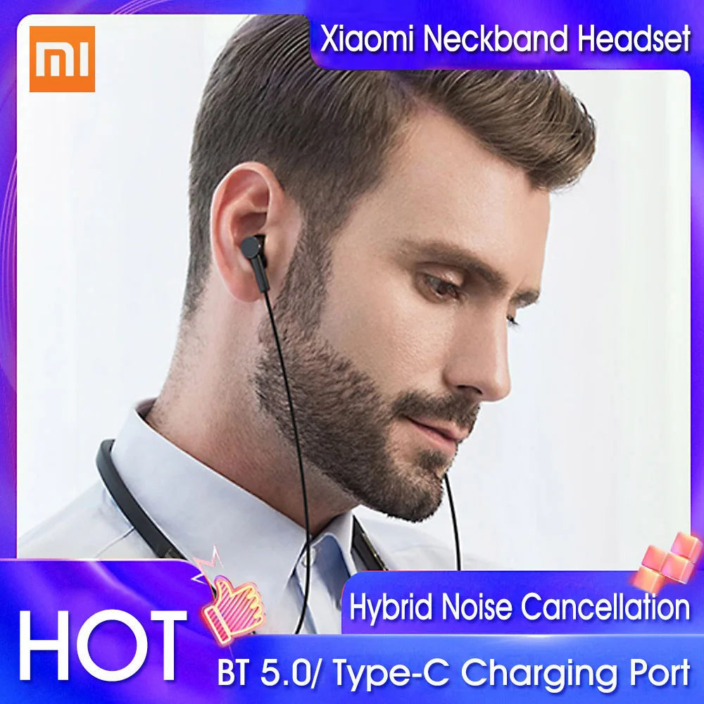 Xiaomi Mi гарнитура с лентой на шею Bluetooth 5,0 наушники беспроводные наушники шумоподавление магнитные наушники с тип-c