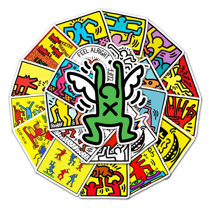 

50PCS Cartoon Keith Haring Street Painting personality Deco Stickers Motorcycle Helmet Waterproof Decal Kid Toy Graffiti Sticker
