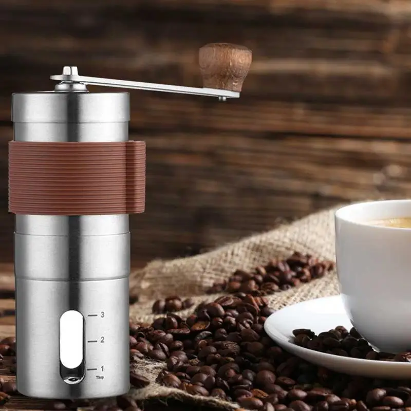 

Portable Hand-Cranked Coffee Machine Coffee Bean Grinder Stainless Steel Manual Coffee Grinding For Travel Camping 2021 The New