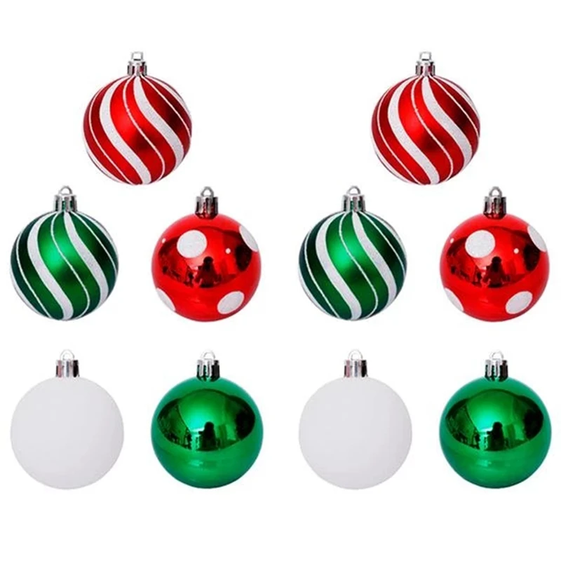 

HOT Christmas Tree Decoration Colored Drawing Ball Home Decor Green And Red Painted Christmas Ball Set