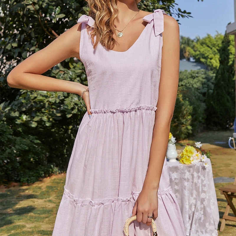 Женское Бандажное платье без рукавов повседневное простое однотонное со