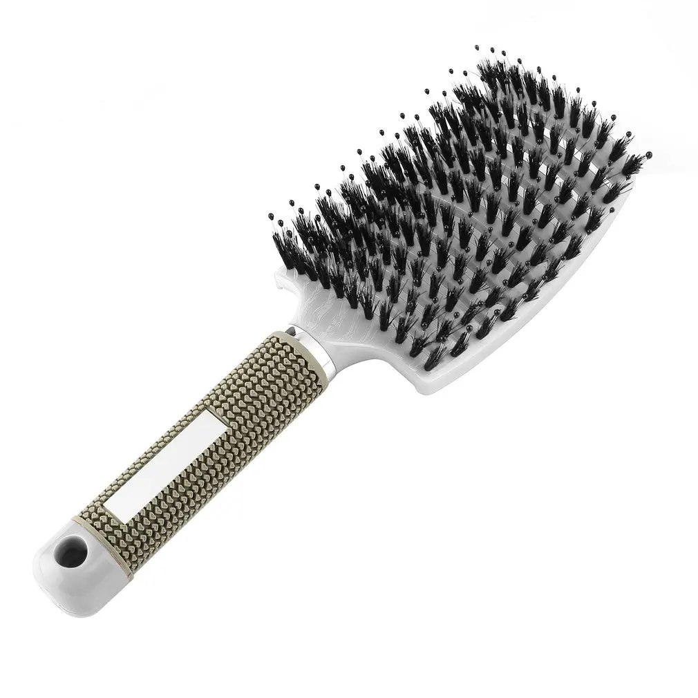

Pig Hairy Plastic Comb Massage Cushion Anti-Static Gold Ribs Hair Comb Large Curved Comb Shape Head Comb