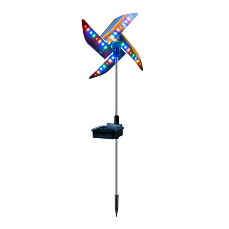 

P15C Solar Wind Spinner Garden Stake Pinwheels with 8 Lighting Modes LED Fairy Lights Outdoor Patio Lawn Decoration