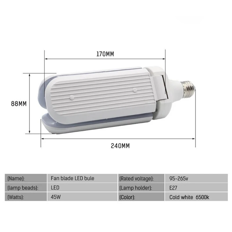 

Three-leaf LED Lamp Folding Garage Ligh Deformable Ceiling Light With Radar Sensor For Kitchen Hallway Store Lighting