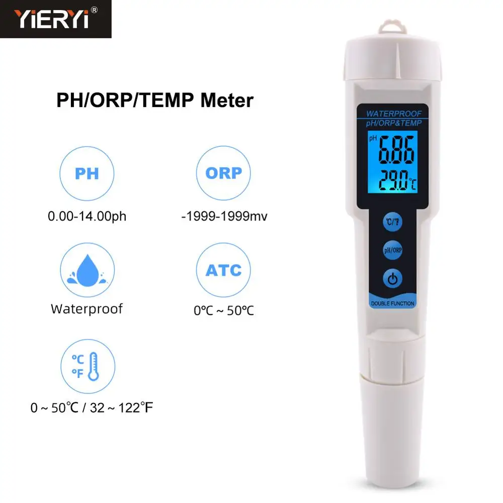 

new ORP-3569 ORP Meter 3 in 1 pH ORP TEMP Tester with Backlight Multi-parameter Digital Tri-Meter Water Quality Monitor