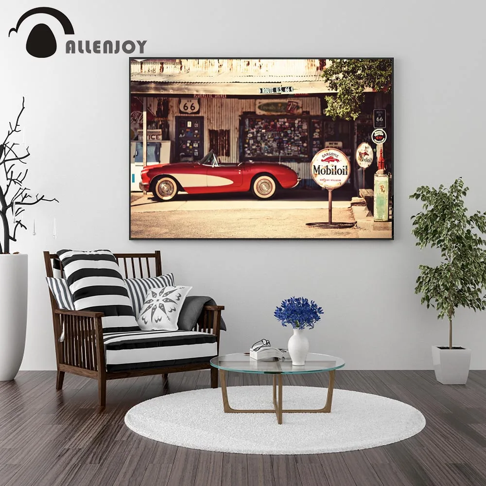 Allenjoy плакаты ретро винтажный автомобиль старый магазин мобильное масло дорожный